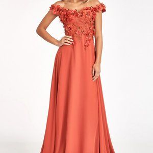 SIENNA Floral 3D Applique and Embroidery Embellished A-Line Chiffon Dress gl3018